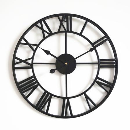40cm analogt vægur (sort), sort retro metalur Silent Ba