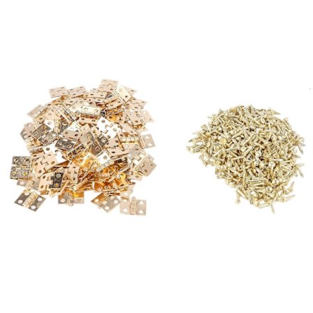 100 STK Mini Messinghængsler Hardware 180 Graders Rotation til Dukkehus Miniature Møbler Skab Cl