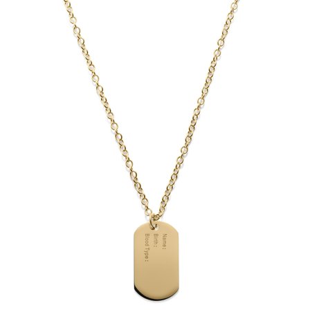 Single Gold-Tone Dog Tag Necklace for Men - Steel necklaces