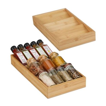 sæt med 2 bambus krydderihylder til skuffer