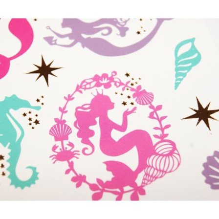 Tillfälliga tatueringar - Global Gift - Sjöjungfrur - Vattentåliga - Glitter - Mångformat