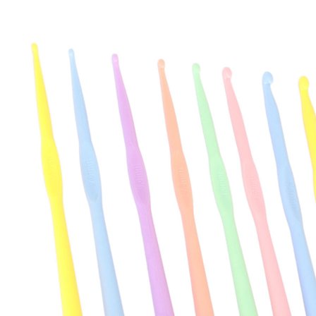 12 stk. Hæklenåle Sæt Ergonomisk Håndtag Plast DIY Strikkenåle til Filt Hat Handsker