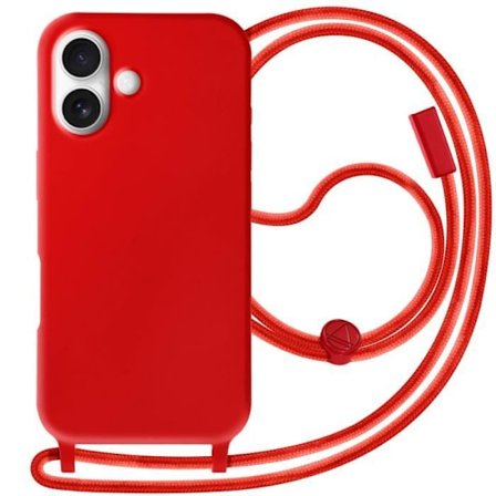 Coque Cordon Semi Rigide Soft touch för iPhone 16 Plus Röd