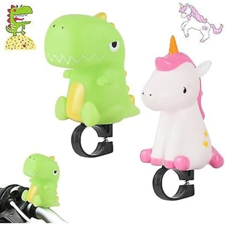 [CA] 2 stk. sykkelklokker for barn, jenter, mini sykkelklokke, sykkelklokke for barn, enhjørning dinosaur sykkelhorn, sykkelhorn for gutter og jenter