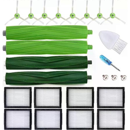 Erstatningstilbehør til iRobot Roomba i1 i3 Evo i4 i6 i7+ i8 E5 E6 combo i5 J5+, 4 hovedbørster 8 HEPA-filtre 8 sidebørster