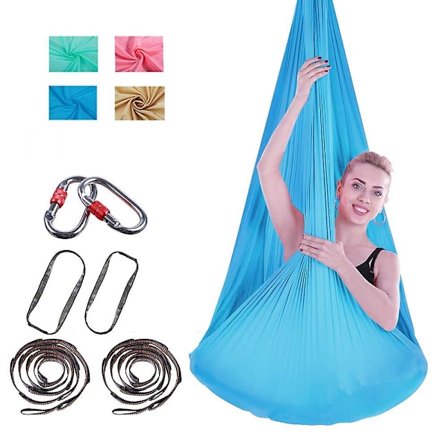 4m/set Yoga Swing Luftyoga Hängmatta Kit med Daisy Chains O-ring, Tygguide