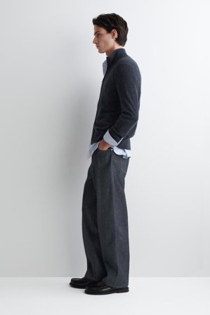 COS Men's Cardigan In Cashmere Con Collo A Imbuto E Cerniera in Grigio