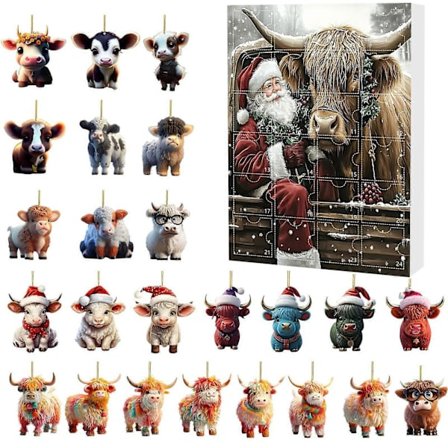 Hristmas Ko Adventskalender 2025 24 Dage Jule Adventskalender Hængende Ornament WUD5664 (LGL)