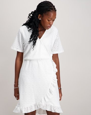 VERO MODA LACELY SS SHORT DRESS Biały Sukienki Dziewczyna - Kids Brand Store