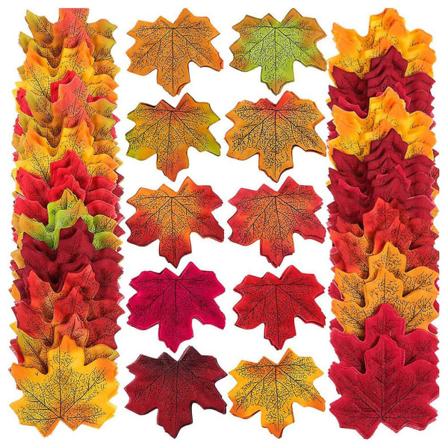 200 stk 8 cm kunstige lønneblader flerfarget høstblader festdekor for kunst scrapbooking bryllup soverom veggkunst (8 cm)