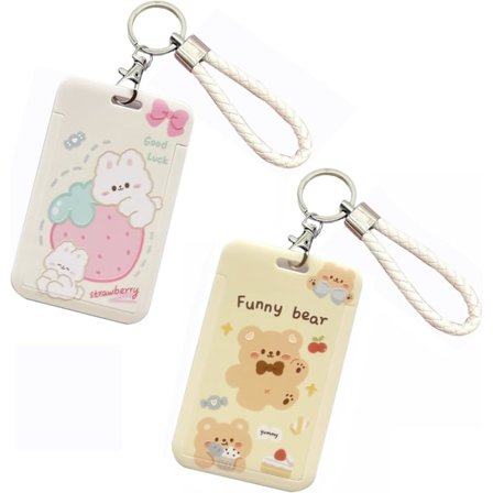 2 stk. Kpop Fotokortholder PC-holder Kpop ID-badgeholder med nøkkelring Hardt skall Beskyttende fotolommer (Hvit og Gul)