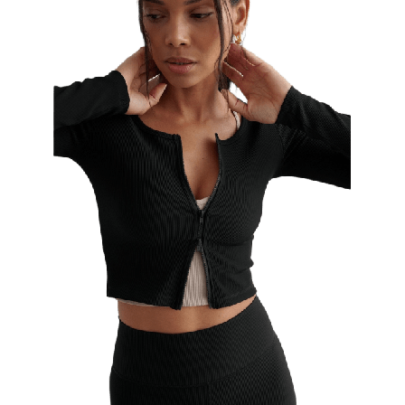 aim'n Ribbed Performance Zipped Cardigan Träningsjackor Dam Svart XL