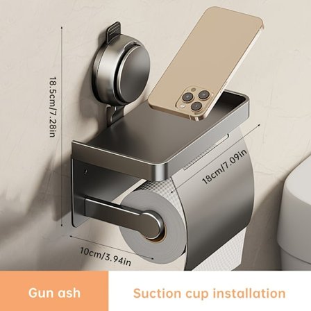 1 stk. Musurjoy vægmonteret toiletpapirholder, rum aluminium materiale grå farve