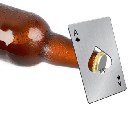 1 pieces Creative Poker Shaped Flaske Dåseåpner Rustfritt Stål Kreditt Kort Størrelse Bar Restaurant Øl Metal Åpning Verktøy