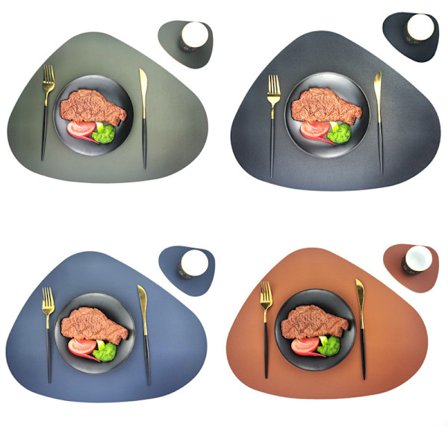 Tvättbar Bordstablett, Set om 4, Svart Rund Oval, Halkfri Och