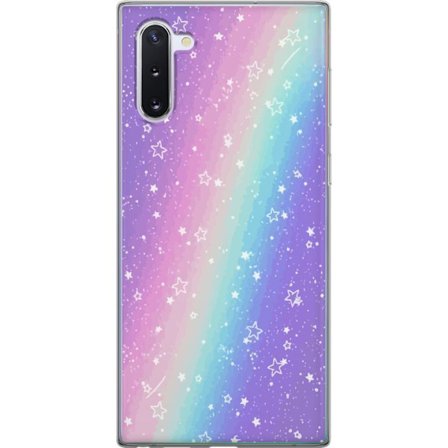Kompatibelt Mobildeksel til Samsung Galaxy Note10 Rainbow-farget pastellbakgrunn med hvite stjerner og gnistrende prikker i myk overgang