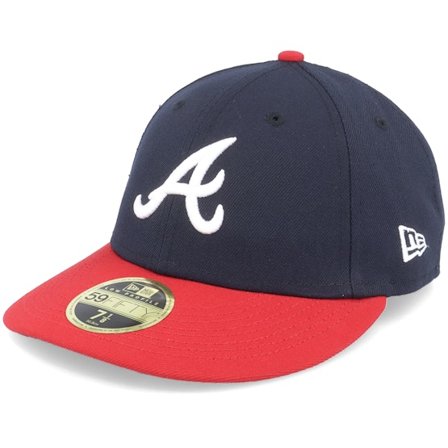 New Era - MLB Blauw fitted Cap - Atlanta Braves Authentic On-Field 59FIFTY Low Profile Navy/Red Fitted @ Hatstore