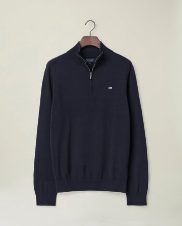 Lexington Cotton half-zip sweater, dark blue
