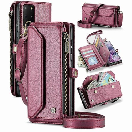 For Samsung Galaxy S20 Plus 5G/4G Leather Case CASEME C36 Glidelås Flere Kortspor Telefon Deksel med