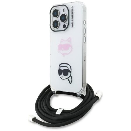 Karl Lagerfeld IML Crossbody Karl&Choupette Head Case til iPhone 16 Pro Max - Hvid