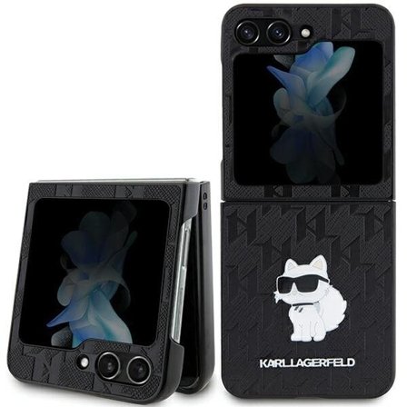 Karl Lagerfeld Saffiano Monogram Choupette Pin-etui for Samsung Galaxy Z Flip 5 - svart