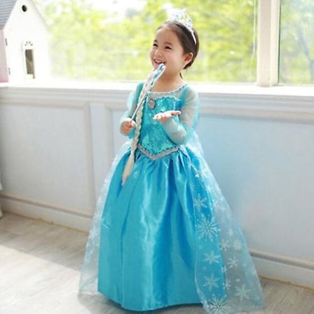 Pige Frozen Dronning Elsa Prinsesse Kjole Cosplay Kostume Julefest Flot Kjole -g