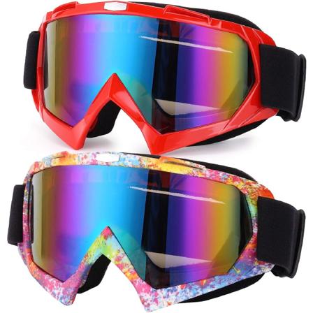 Suksigoggles, 2 pakka moottoripyörälasit lumilautailulasit miehille ja naisille UV-suoja häikäisysuoja