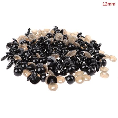 100 set 8/10/12/15 MM Stoppade leksaker Säkerhetsögon Plyschdocka rund 12mm