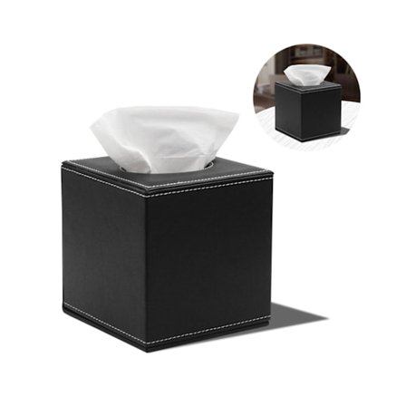 PU-nahkainen Kudoksenpidin, Neliömäinen Serviettipidin Pumppupaperikotelojakaja, Kasvopaperipidike Magneettisella Pohjalla - Musta