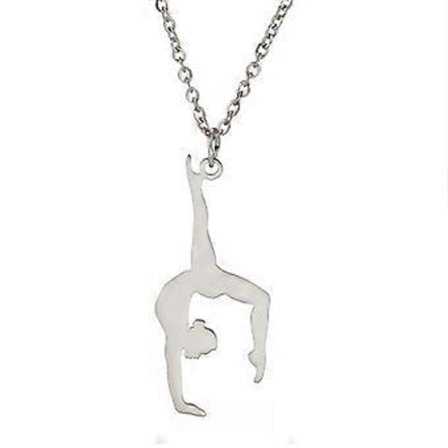 Moderigtig Kunstnerisk Gymnastik Vedhæng Halskæde Bærbar Dekoration til Trendy Kvinder Rustfrit Stål Charm Smykker Sølv