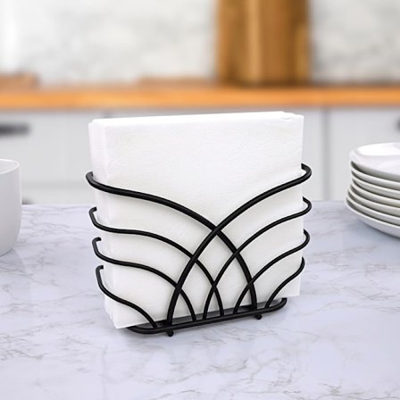 1 serviet holder i metal (sort) - en dekorativ dispenser og opbevaringsboks til køkkenet, en robust papirservietboks.