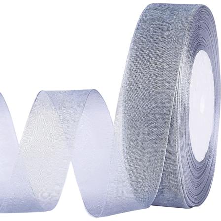 25mm x 45m/rull Glitter Sheer Organza Bånd, Chiffon Stoff Bånd