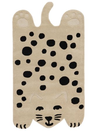 Animal Kids Rug Small Lo Cat - Cream Beige/Dark Grey 95X170 Wool
