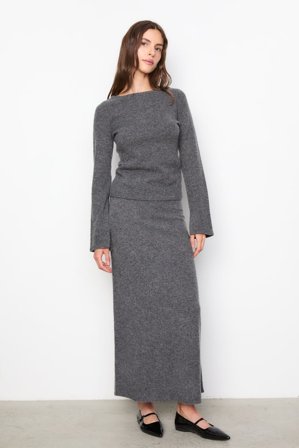 CAMILLA PIHL - Jana Knit Skirt - Dark Grey Melange SizeS