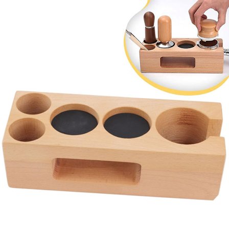 Kaffe Tamper Holder, Træ Skridsikker Kaffe Tamping Espresso Station til Cafe Hjem