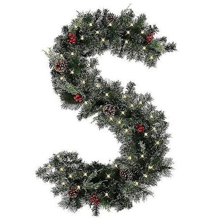 Julkransar med tallkottar, röda bär, konstgjord julgirlang för eldstäder, trappor, ytterdörr, nyårsdekoration