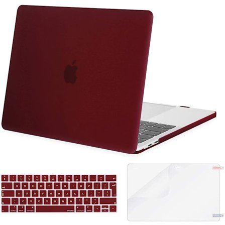 Marsala Röd Kompatibel med Macbook Pro 13 Tums Fodral 2016-2020 Utgåva A2338 M1 A2289 A2251 A2159 A1989 A1706 A1708, Plast Hårdfodral & 