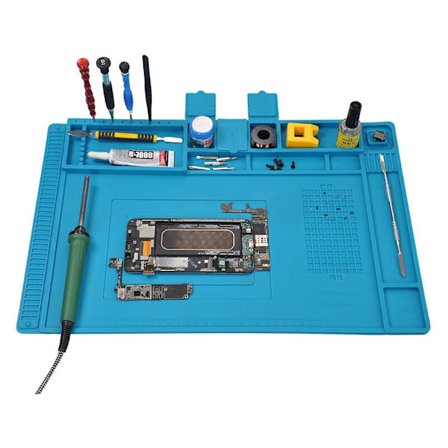 (blå, 45cm) Lödmatta, 500°C värmebeständig silikonarbetsmatta