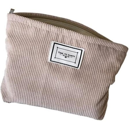 Sammetskosmetisk väska enfärgad tvättväska tygväska clutch resemakeup (beige)