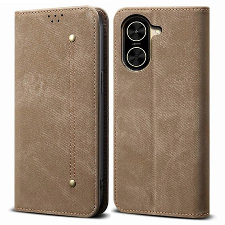 For Xiaomi Redmi A5 4G/ Poco C71 4G Deksel Jeans Stofftekstur Anti-Ripe Lær Stativ Telefondeksel