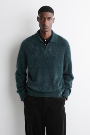 COS Homme Pull Polo En Cachemire Brossé in Turquoise