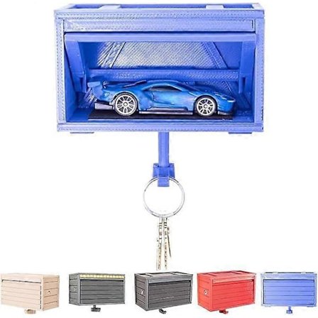 Retro Bil Garage Nøgleholder med Automatisk Åbningsdør, Kreativ Selvklæbende Nøglekrog Hjemmeopbevaring Væg Krog