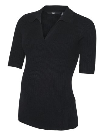 Vmmholly 2/4 Polo Pullover Ga Noos Black Vero Moda Maternity