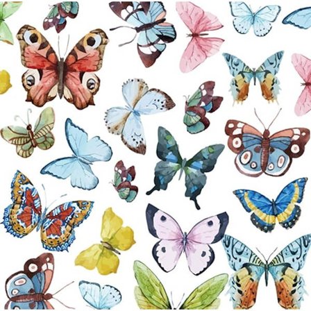 AKVAREL SOMMERFUGLE Farverige Vægdekorationer I Forår Selvklæbende Vægklistermærke I Indretning kompatibel med Stue Soveværelse Køkken Fliser 
