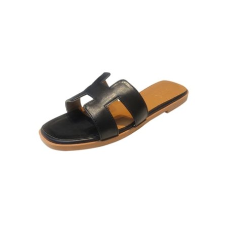 H Sort Brun Hvid Beige Guld Dame Sandaler Flade Komfortable Dame Slip-on Sandaler Mode Flade Sandaler til Kvinder Sommer sort 37