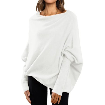 Damernas Batwing Överdimensionerade Tröjor Asymmetriska Off Shoulder Båthals Wrap Tunika Toppar