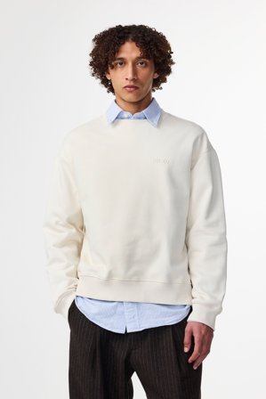 David Sweatshirt Herr Vit Ekologisk Bomull