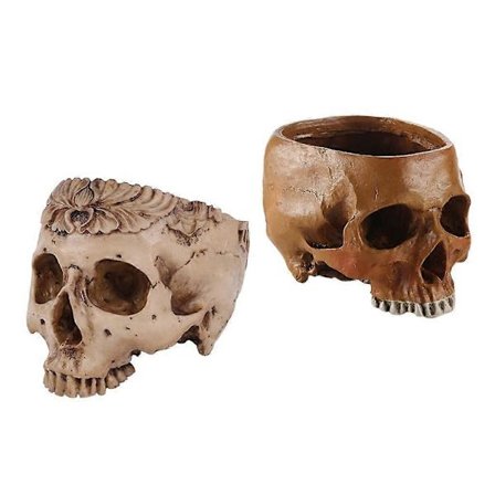 2 stk. Resin Menneskeskalle Bar Rekvisitt Blomsterbeholder Hage Bonsai Potte
