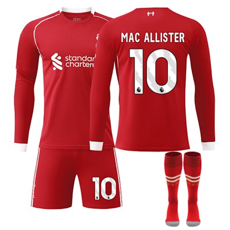 25-26 Liverpool Football Club Hemmatröjor Långärmad NO.10 MAC ALLISTER Set Barn Vuxen Fotbollsutrustning Med Strumpor