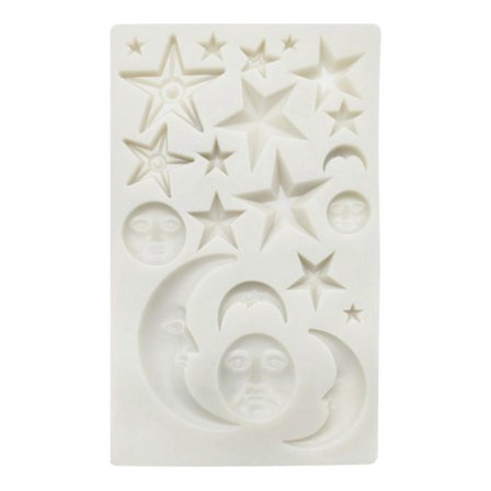 3D Tähti Kuu Kasvojen Muotoinen Fondant Muotti Mini Karkki Leivontamuotti Helppo Puhdistaa (Fww)